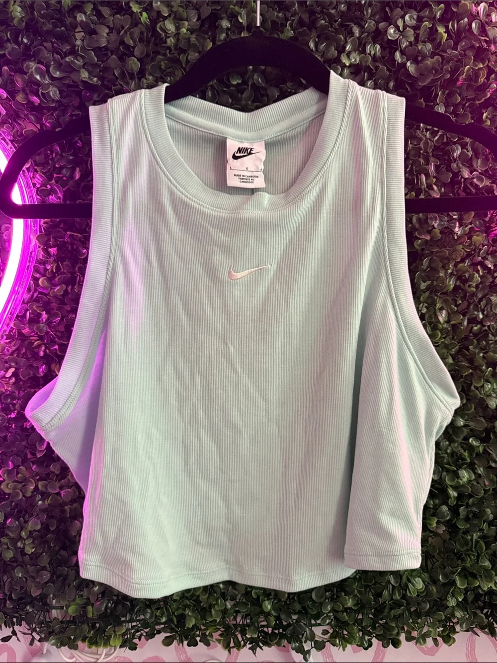 Nike Mint Green Ribbed Cropped Tank Top